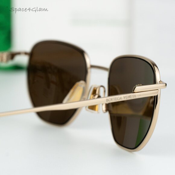 Bottega Veneta Women Sunglasses Gold Dark Brown Split Panthos BV1301S 002 NEW - Picture 5 of 17